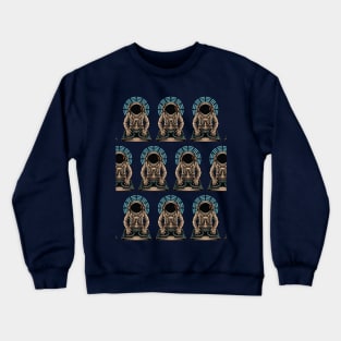 DJ astronaut playing at a party in space pattern black Crewneck Sweatshirt